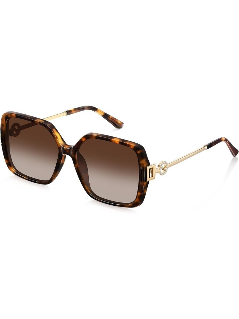 Women's Retro Brown Gold Oversized Vintage Style Sun Glasses UV Protection